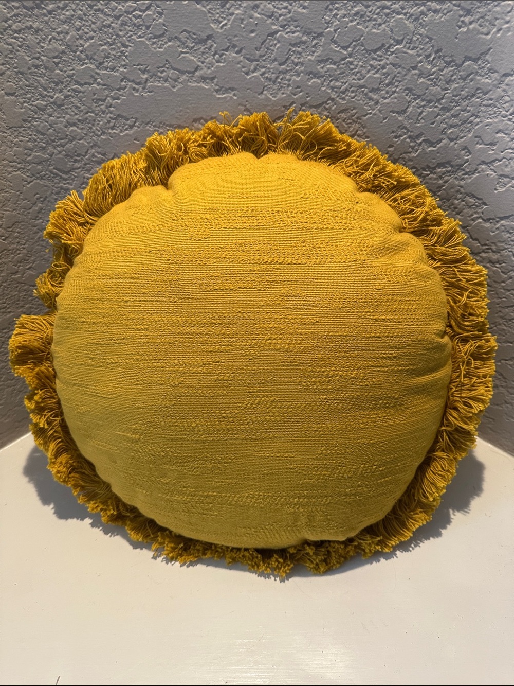 Opalhouse x Jungalow Sun Face Round Throw Pillow 16” Boho Fringe Yellow - Picture 4 of 5